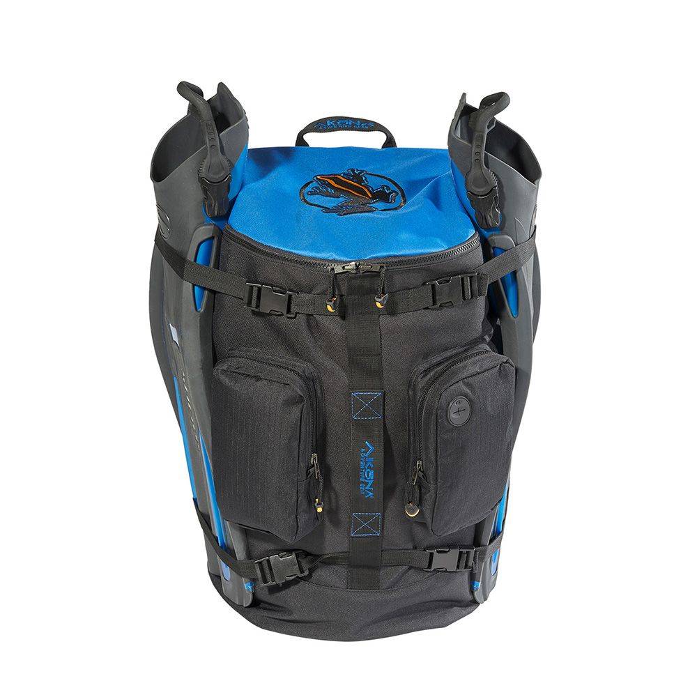 Akona Globtrotter Bag for dive equipment with external pockets and compression straps.